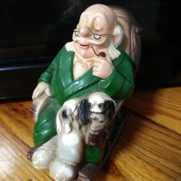VTG Old man in Rocker w/dog Piggy Banks 1960s - Picture 3 of 7